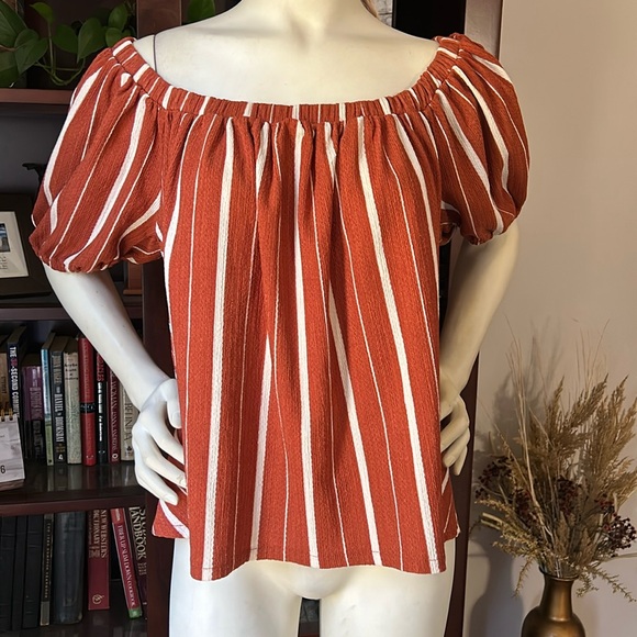 Anthropologie Elodie Terracotta Off the Shoulder Top - Picture 2 of 7